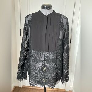 White House Black Market Black Lace Women's Top